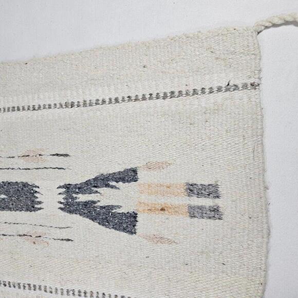 Vintage Native American Navajo Handwoven Wool Yei Tapestry Corn Maiden 27"x15" - Picture 12 of 15